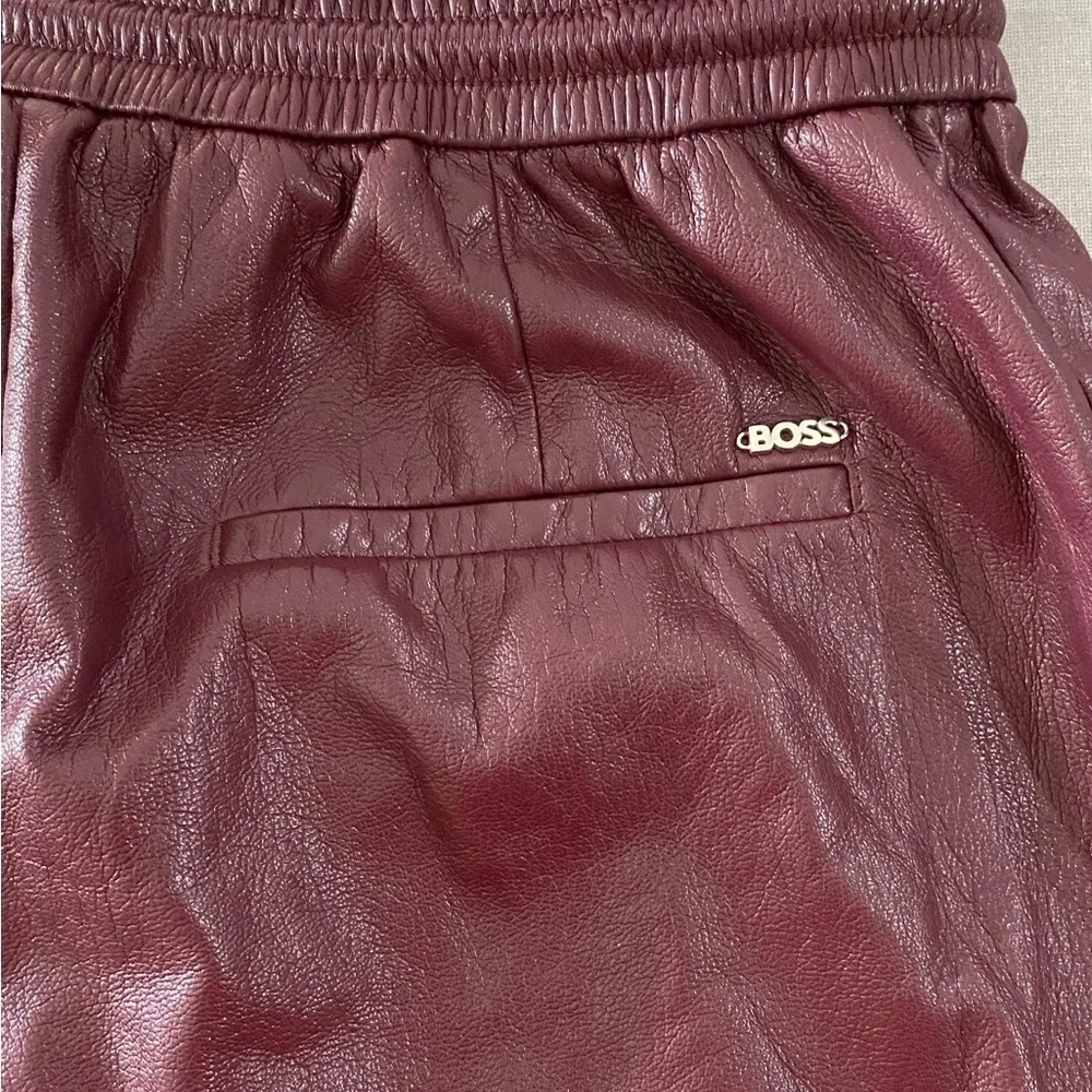 Boss Tareta Faux Leather Pant in Burgundy Wine Size 12 - Picture 6 of 8
